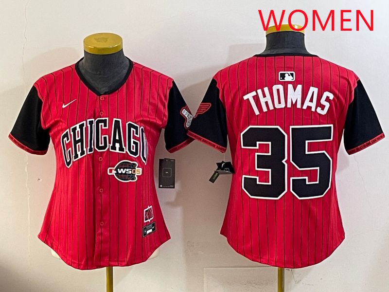 Women 2025 Chicago White Sox #35 Thomas Red Joint Name Nike MLB Jersey style 12->women mlb jersey->Women Jersey
